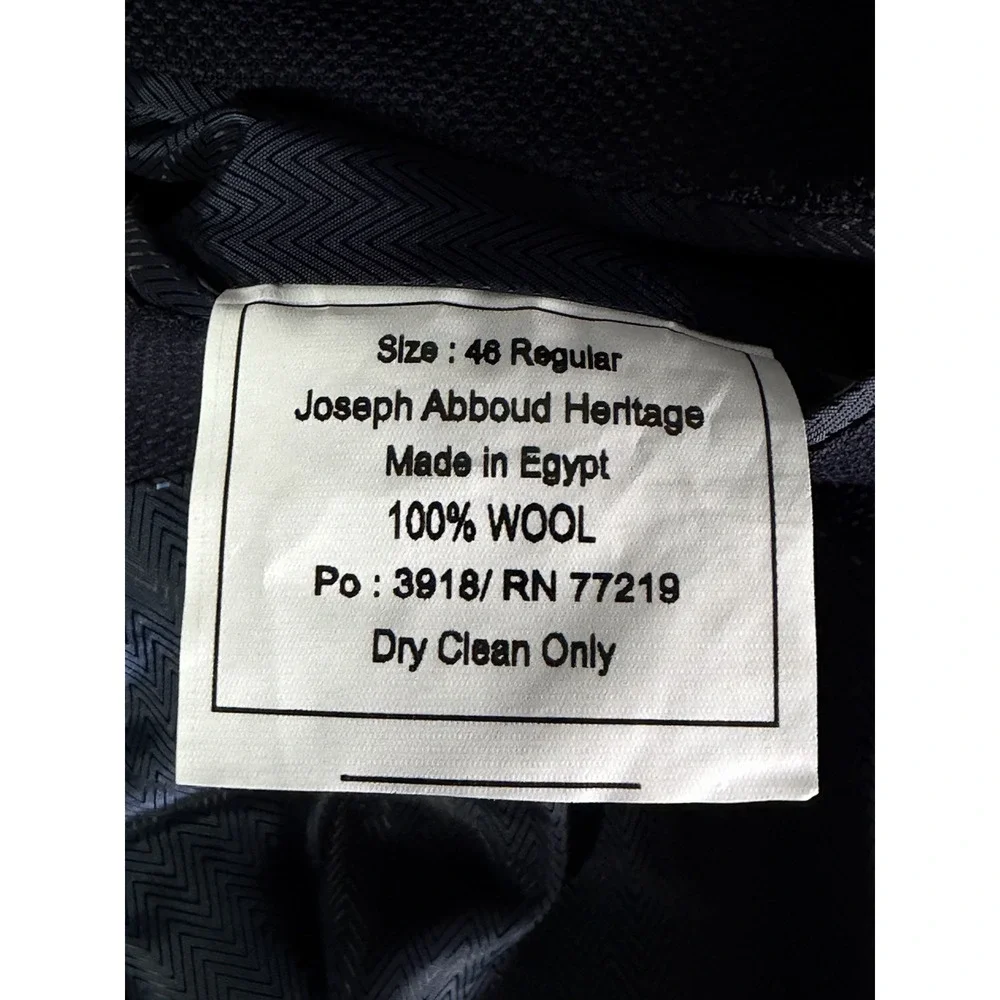 Joseph Abboud Heritage Blazer Men 46R Navy Blue Reda Wool Executive Fit Hopsack